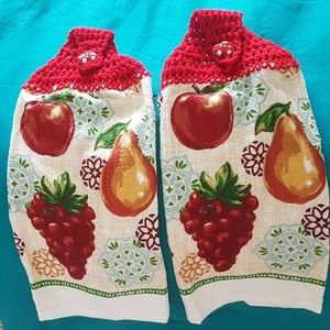 kitchen towels decorated with crochet